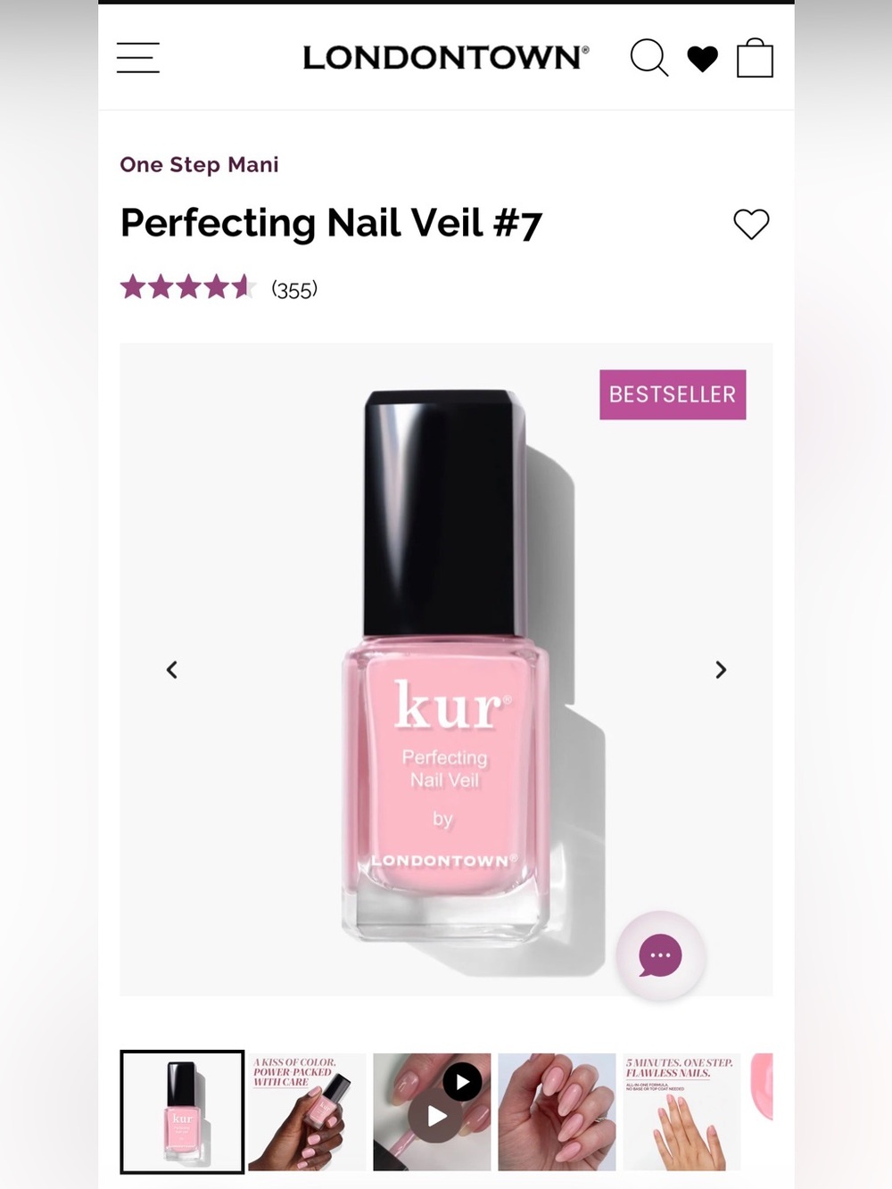 Londontown KUR Perfecting Nail Veil No. 7 new no box